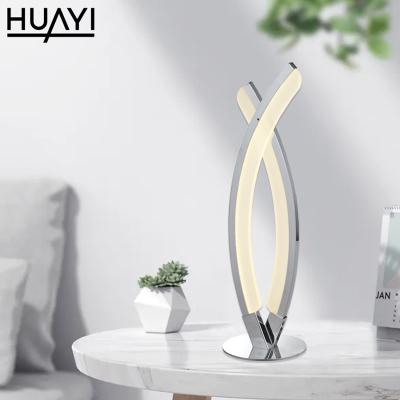 China HUAYI New Art Style Living Room Office Aluminum Acrylic Table Lamp Modern Decoration Iron LED for sale