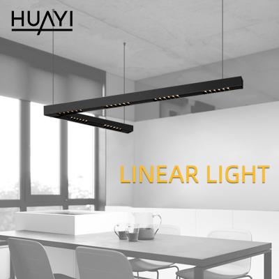 China Meeting Room/Commercial Light/HUAYI New Product Indoor Meeting Room Matte Black Aluminum Lamp Body LED Commercial Linear Light for sale