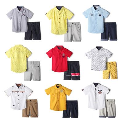 China 2022 Summer Popular Cotton Kids Casual Solid Clothes Short Sleeve Button Boys Clothing Pure Color Shorts Baby Boy Dressing Sets for sale