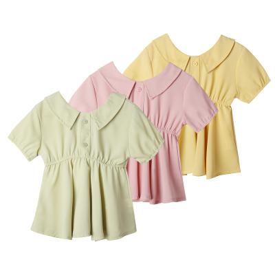 China Anti-wrinkle turn-down collar infant dresses soft chiffon babies clothes 0-6 girls summer 2022 casual short sleeve baby dress girls for sale