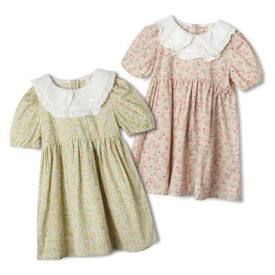 China Anti-wrinkle two-layer neck kids dress knee-length dresses summer 2022 elastic waist floral bridesmaids girls dress for sale