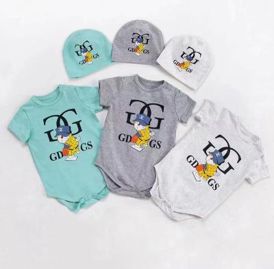 China Wholesale Spandex/cotton ready to ship baby animal bamboo clothes onesies baby clothes print boutique brand romper white baby for sale