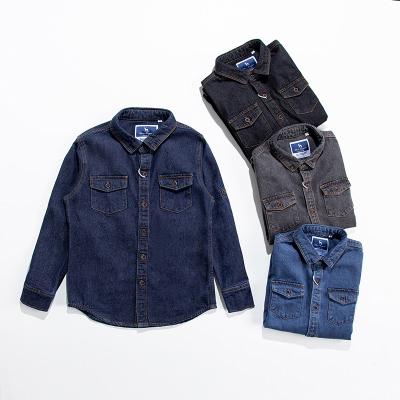 China 2022 Autumn New Model 14Y Children's Clothes Anti-Shrink Wash Denim Kids Clothing Boys Casual Long Sleeve T-Shirts for sale