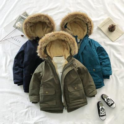 China Anti-wrinkle hot sale Amazon kids wears casual kid boy clothing fleece and thick warm fashion hooded children jackets boys for sale