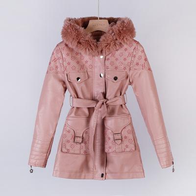 China Anti-wrinkle new arrivals fall kids winter clothing thermal 4 pocket kids coat England style leather girl winter jacket for sale