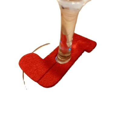 China Cloth red boot Felt wine glass ornament; for sale