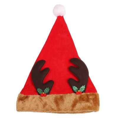 China Cloth New Year's thick plush Christmas hats with lights for children's Christmas decorations for sale