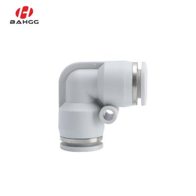 China Factory Bahoo SPV Plastic Union Elbow Push To Quick Connect Penumatic Air Duct Hose Fitting Two Way PV Elbow Connector for sale