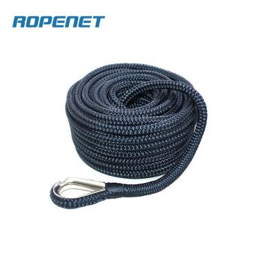 China UV-stabilized Easy To Splice Braided ROPENET Double Anchor Line With Navy Blue Color for sale