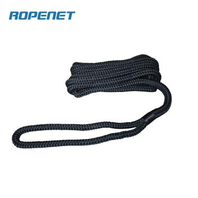 China UV-stabilized easy to splice sinks in the water ROPENET polyester mooring line with navy blue color for mooring use rope for sale