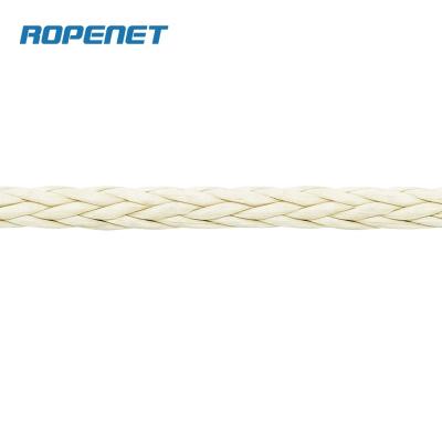 China Good Abrasion Heat Treated ROPENET 12 Strand Vectran LCP Single Braid Rope for sale