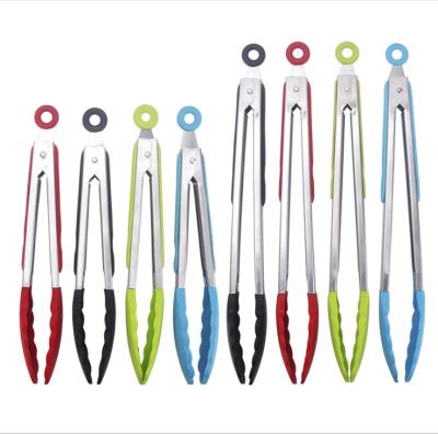 China 9 Inch Durable Heavy Duty Multicolor Stainless Steel Silicone Kitchen Tongs 5-7 Set Cooking Tongs for sale