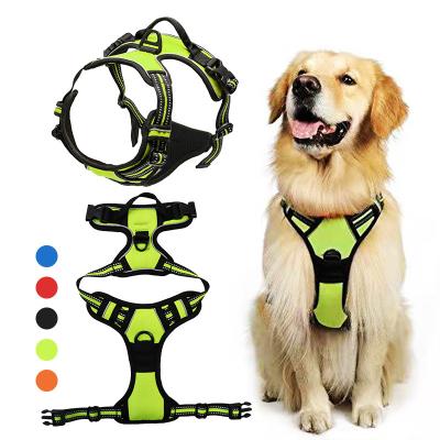 China Viable No Pull Dog Harness Oxford Adjustable Reflective Easy Control Medium Large Dog Harness with Free Heavy Duty 5ft Dog Leash for sale