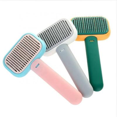 China 2022 Viable Product High Quality Automatic Cat Shaving Brush Removing Dog Hair Comb Self Cleaning Dog Pet Grooming Brush for sale