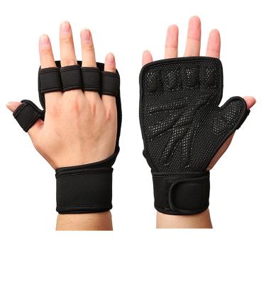 China Half Finger Protector Gym Fitness Hand Palm Protector With Wrist Wrap Support Workout Power Weightlifting for sale