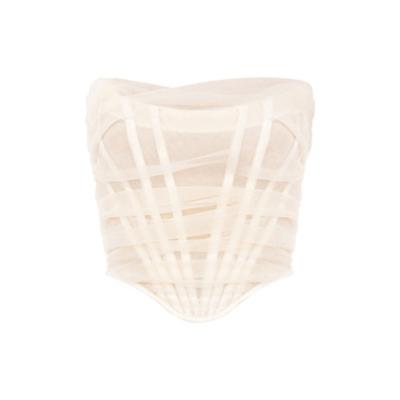 China Breathable Individuality Mesh Boned Corset Women Cropped Sheer Tops Strapless Ladies Beach Sexy Vest Corset Top Top White for sale