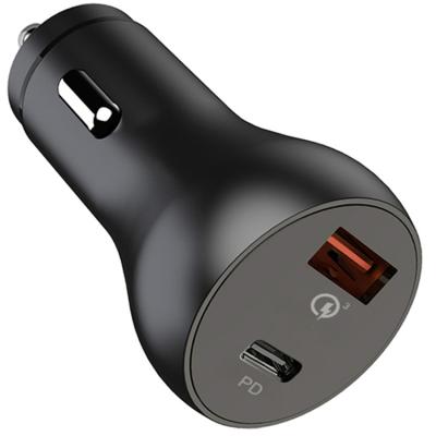 China Mini Aluminum Alloy 2 Ports PD 3.0 High Speed ​​Portable Fast Charger Smart Car Charger For Smartphone for sale