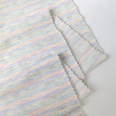 China Anti Pill Yarn Dyed Stripes Fabric 4 Way Stretch French Terry Fabric 55/40/5 Rayon Polyester Spandex Knitted For Hoodies And Casual Dress for sale