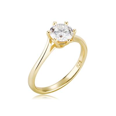 China CLASSIC High Quality Gold Plating One Stone Setting AAAAA CZ Rings For Women for sale