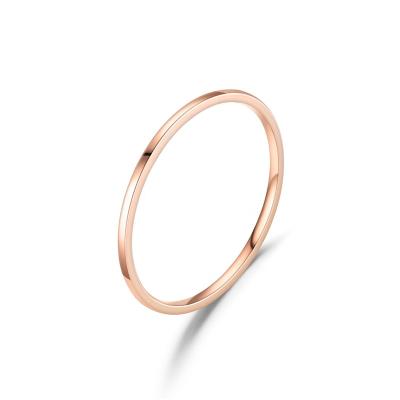 China 1mm Thickness TRENDY Material Stainless Steel Rose Gold Finger Ring For Women for sale