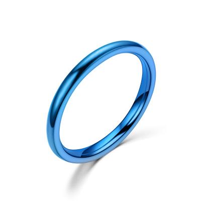 China 2mm Thickness Stainless Steel IP Material FASHIONABLE Blue Plated Finger Ring For Women for sale