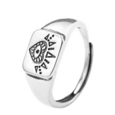 China CLASSIC Design Adjustable Custom Engraved Logo Signet Ring In 925 Sterling Silver Material for sale