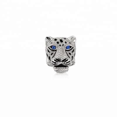 China Cute Black Onyx Sapphire Panther Sterling Silver Blue Ring for Boys for sale