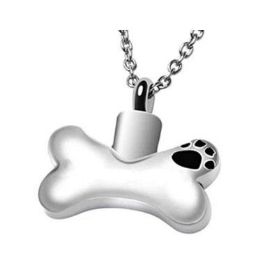 China Newest Design Classic Dog Bone Shape Ash Pendant Pet Paw Print Pendant In Stainless Steel for sale