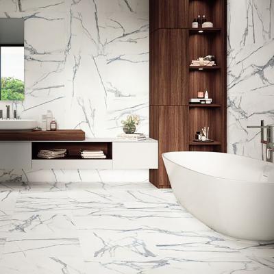 China Modern Luxury Marble Effect Matt White Porcelain Floor Tiles Bathroom 600x600 Flooring for sale