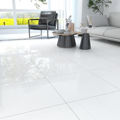 China Modern wholesale super white glossy polished living room 24x24 600x600 porcelain floor tiles for sale