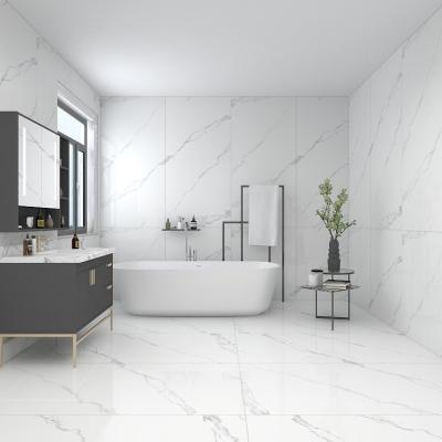 China Glazed Bathroom Metallic Shower Tiles Slab 900x1800 Luxury White Marble Floor Tiles Design for sale