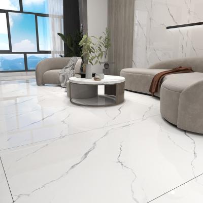 China Large Glazed Porcelain White Marble Tiles Living Room Metallic Slab Tiles 900x1800 for sale