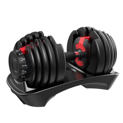 China Rubber Covered Dumbbell Fitness Accessories Stand Up Adjustable 24kg 525lb Dumbbell Set for sale