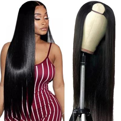 China 100% Brazilian Hair Women Wigs Wave 150% Density U Lace Wigs Silky Straight Hair Remy Long Straight Wigs for sale