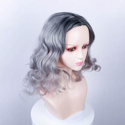 China Wholesale Gray Gradient Water Wave Human Hair Wigs Phone Loop Fashion Hair Extension Wigs Vendors for sale