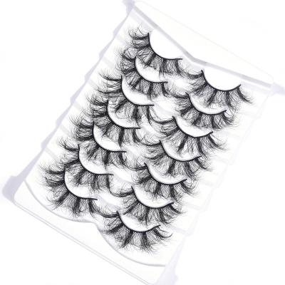 China Wholesale 7 Pairs Handmade Thick Curly Eyelash 25MM 3D 100% Long Natural 7 Pairs Custom Eyelash Nature for sale