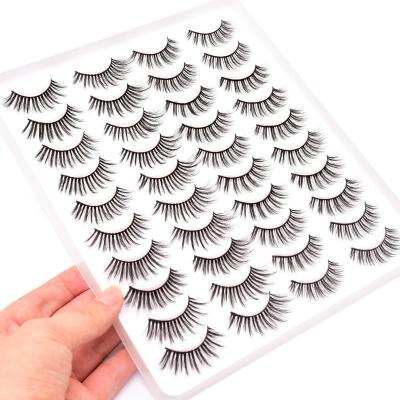 China Long Natural Wholesale 20 Pairs Nature Full Curly Thick Eyelash Strip Lashes 100% Hand Made Custom Eyelash for sale