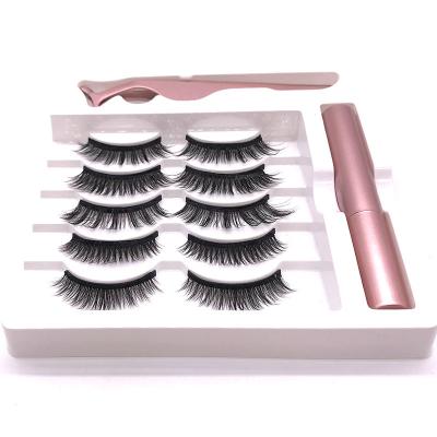 China 5 Pairs Long Natural Magnetic Eyelash Extensions 25MM Strip Full Magnetic 3D Eyelashes for sale