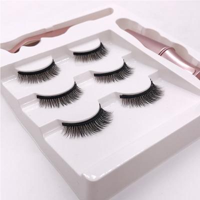 China 3 Pairs Long Natural Magnetic Eyelash Extensions 25MM Tape Nature Magnetic 3D Eyelashes Full for sale