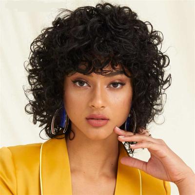 China French Curl Manufacturers Wholesale Short Curly Hair Hair Wigs Black Head Wear Wigs For Women Hair for sale