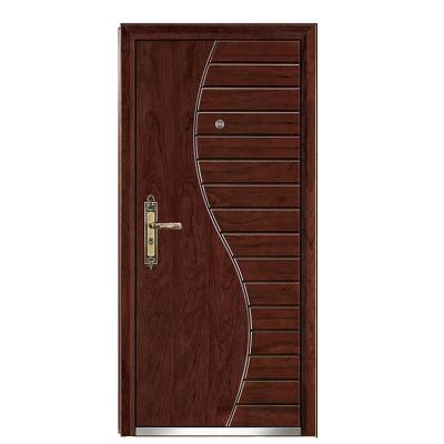 China Modern PVC Coated Steel Security Front Exterior Entrance Safety Door Steel Door for sale