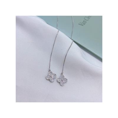 China Latest Fashion Stylish Drop Charm Zircon Earrings Clover Shape Long Earrings for sale