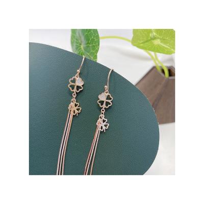 China Fashion New Design Elegant Zirconia Drop Earring Women Jewelry Long Line Tassel Ear Studs for sale