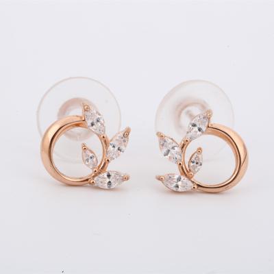 China Factory direct sale romantic 925 stud earrings 18K gold leaf silver leaf earrings for sale