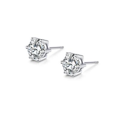 China 925 Sterling Silver Cubic Zirconia Round Romantic Stud Earrings for sale