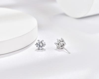 China Factory Direct Sales Romantic Solid 925 Sterling Silver Stud Earrings With Zircon Stone for sale