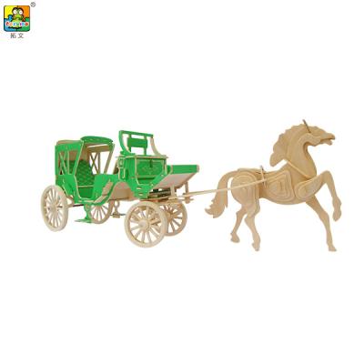 China Cartoon Toy Cotowins 3D Puzzle Bredt Wooden Carriage For Promotion Craft Kit For Kids Wooden Educational Toy DIY Game Children Gift for sale