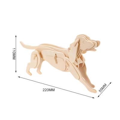 China Cartoon 3d Toy Puzzle Hot Sale Laser Cut Chinese Zodiac Puzzle Toy Dog Wooden Animal Model For Home Decoration Puzzle Kids Hands Craft DIY for sale