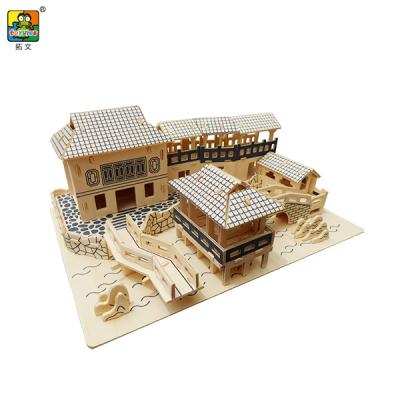 China Cartoon Toy Chinese Style 3d Diy Building Puzzle Building Classic Shaolin Temple Ancient Architec Wooden Model High-Precision Laser Cutting for sale