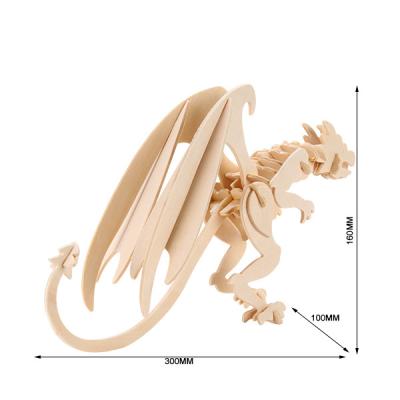 China Wooden Cartoon Toy Joythinkers DIY 3D Puzzle Self Assembly Gargoyle Dinosaur Skeleton Collection Model Puzzles for sale